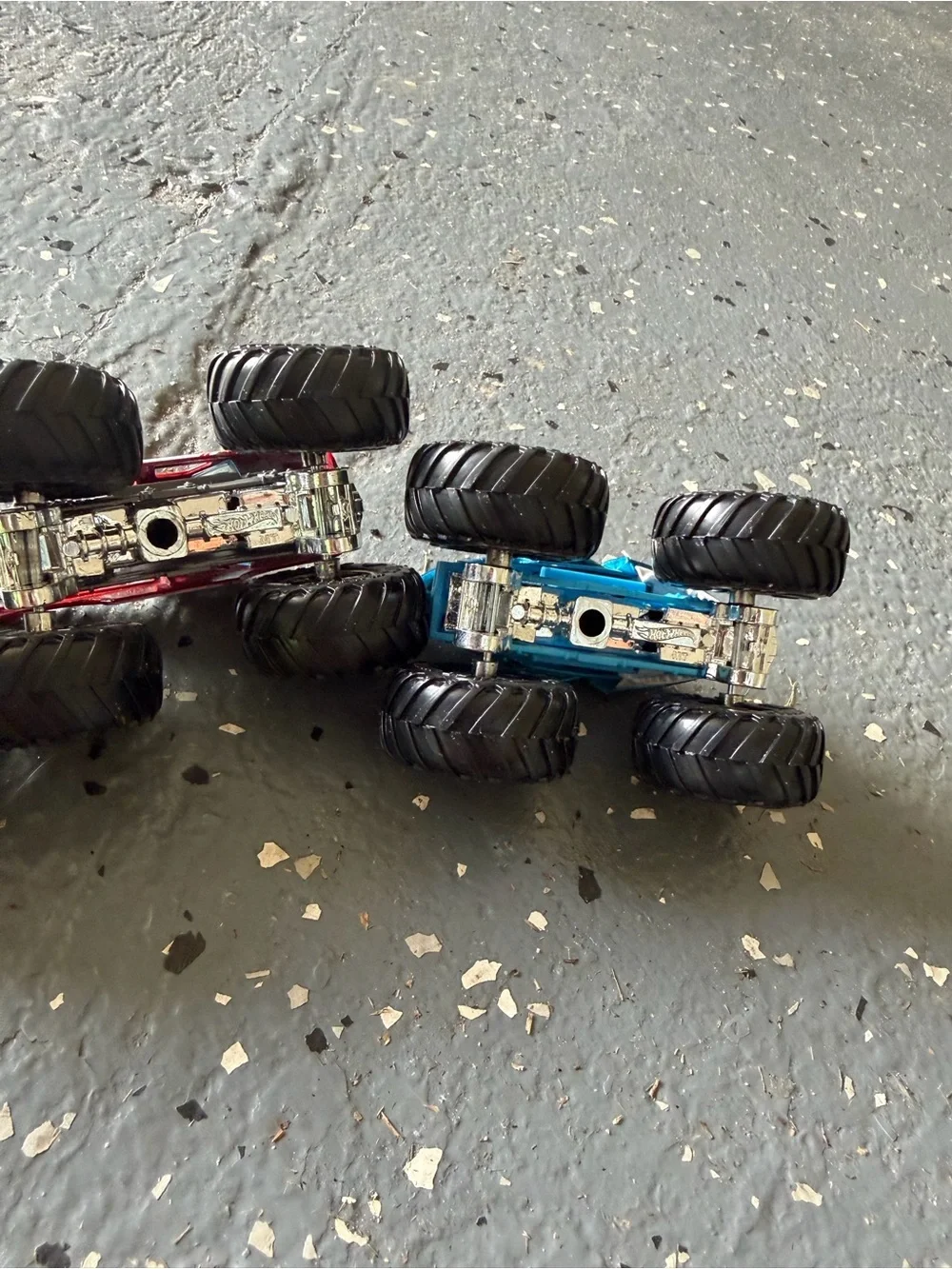 Hot Wheels Monster Trucks collection green Race Ace, Demo Derby and shark wreck